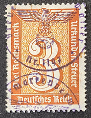 WW2 WWII German Third Reich NSDAP Document tax stamp 3 Reichsmark swastika eagle