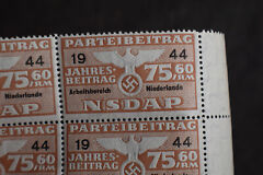 Germany NSDAP Party 1944 75.60 RM Revenue Membership Margin NETHERLANDS WorkArea