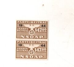 NSDAP REVENUE PAIR1944 YEAR MEMBERSHIPHIGHER VALUE 147.60 RMMINT FULL GUM