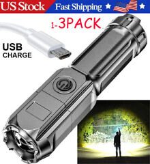 Rechargeable 990000LM LED Flashlight Tactical Police Super Bright Torch Zoomable - 1 pack Only