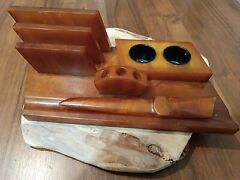Vintage Art Deco Catalin Bakelite Marble Desk Set letterset  1599 Grams