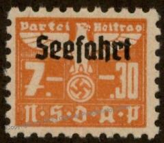 Germany NSDAP Sea Travel 3rd Reich Revenue Party Dues  7.30 RM Seefahrt MN 96045