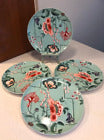 Haldon Group 1978~4 Very RARE Vintage 10.5" Plates Green shades Salmon Floral